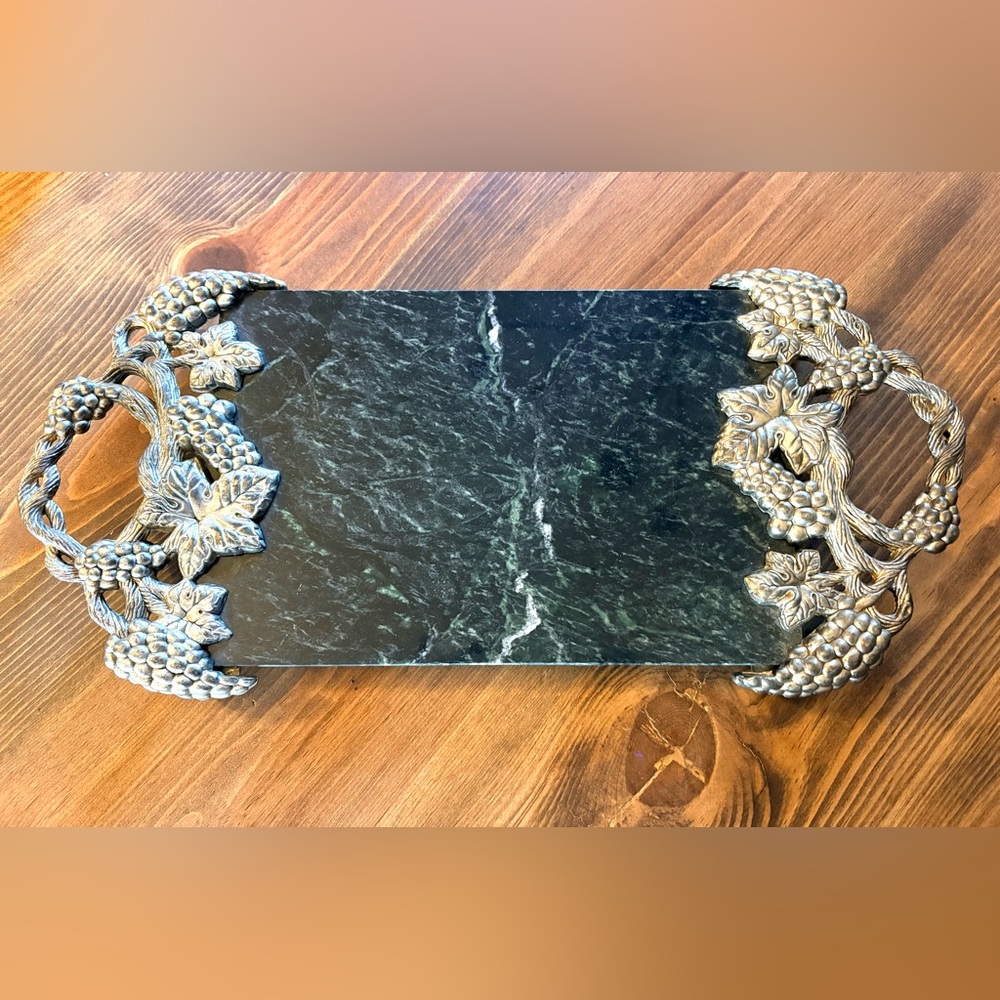 Vintage Godinger Silver Art Co Ltd Marble Slab Tray